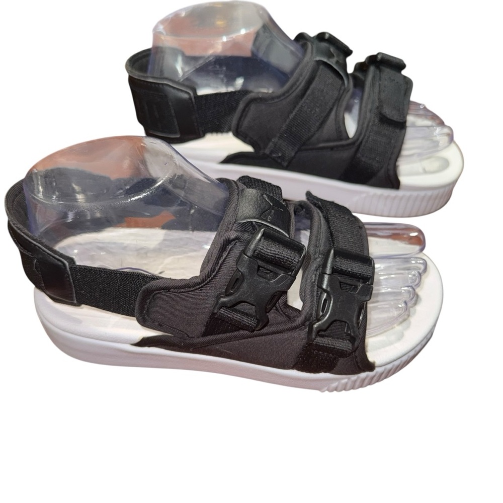 Puma Black Platform Sport Sandals Double Buckle Slides Sz 7.5-8 - Picture 3 of 6